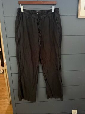 J crew linen wide leg pull on black pants size large